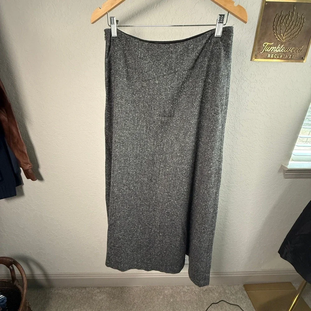 Lauren‎ Ralph Lauren Gray 100% Lambswool Tweed Maxi Skirt Womens 10